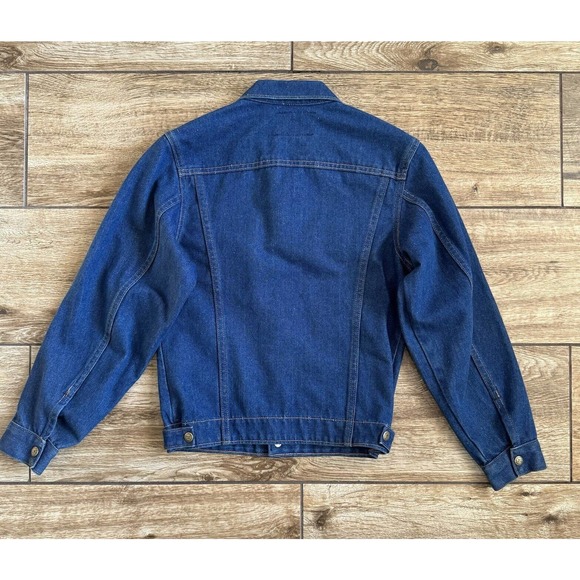 VINTAGE Saddle King Jacket Youth 16 Reg Blue Denim Jean Button Western Cowboy - Picture 10 of 10